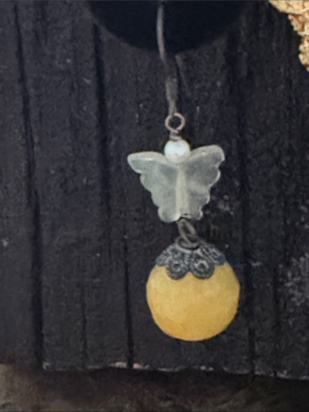 Unique pierced butterfly jade and pearl semi precious sterling silver wires - Picture 13 of 14
